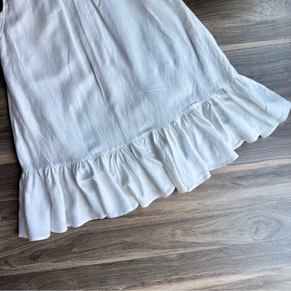 Fate Sleeveless V-Neck Collared Linen Blend Flounce Off White Dress Size M - Picture 11 of 14